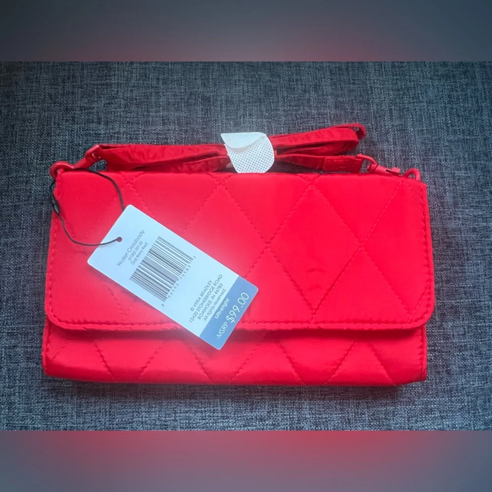 NWT Vera Bradley Quilted Goji Berry Red Wallet Crossbody.  Ultralight fabric.